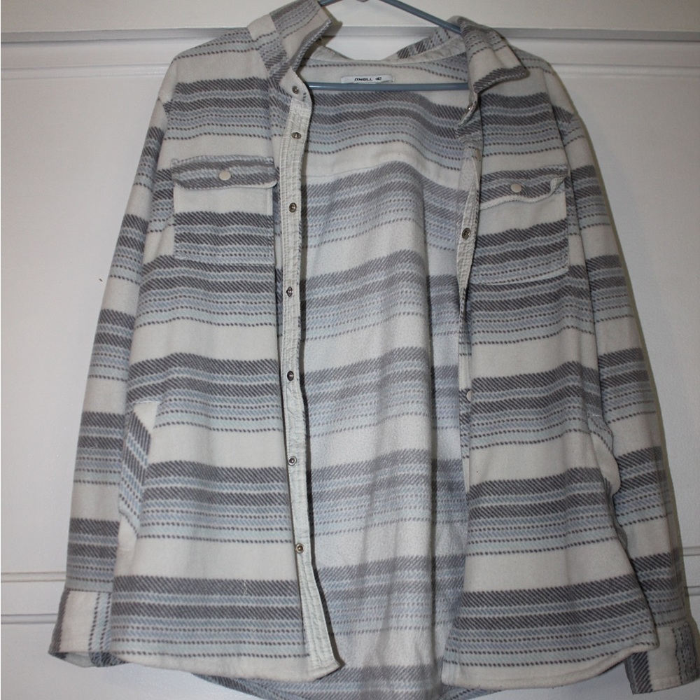 Blue, grey and white warm cardigan